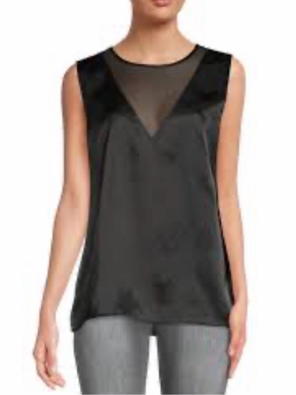Calvin Klein Illusion Satin Shell Sleeveless Top Black